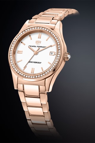 Montre à quartz en plaqué or rose