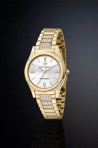 Montre à quartz en plaqué or jaune