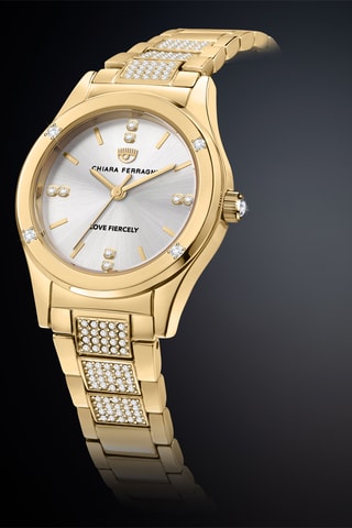 Montre à quartz en plaqué or jaune