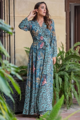 Robe portefeuille - Bleu et vert
