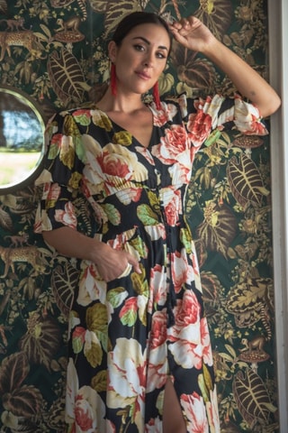 Robe chemise - Noir et rouge