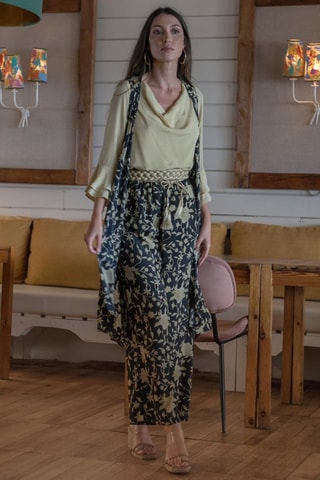 Gilet sans manches en soie - Noir et beige