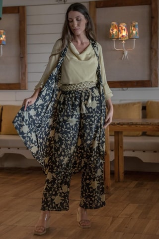 Gilet sans manches en soie - Noir et beige