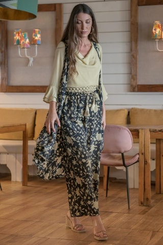 Gilet sans manches en soie - Noir et beige
