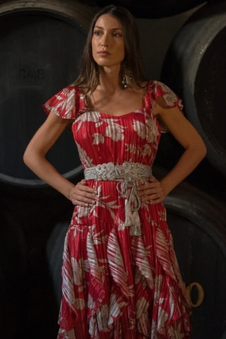 Robe longue - Rouge et blanc