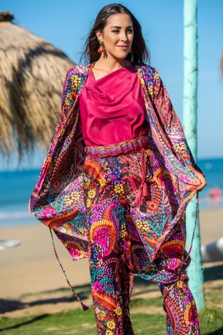 Pantalon en soie - Fuchsia
