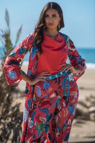 Kimono en soie - Rouge