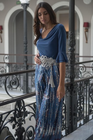 Pantalon palazzo - Bleu et violet