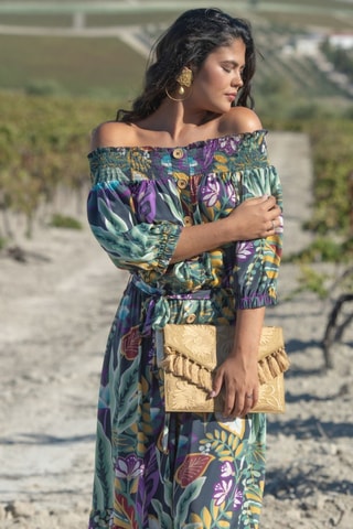 Robe en soie - Vert et violet