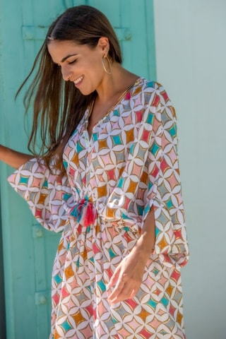 Robe longue en soie - Multicolore