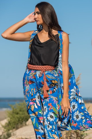 Gilet sans manches en soie - Bleu