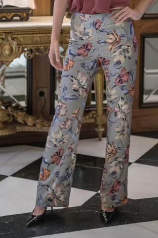 Pantalon flare - Beige et vert