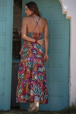 Robe longue - Rouge et vert