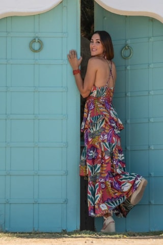 Robe longue - Rouge et vert