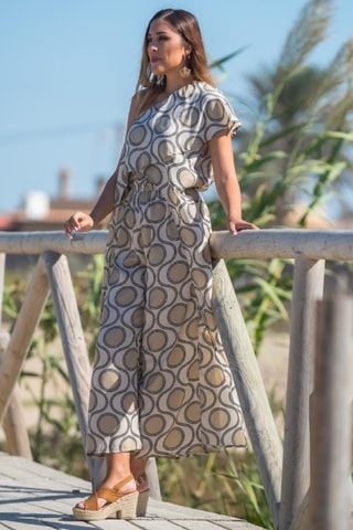 Combinaison en soie - Beige et noir