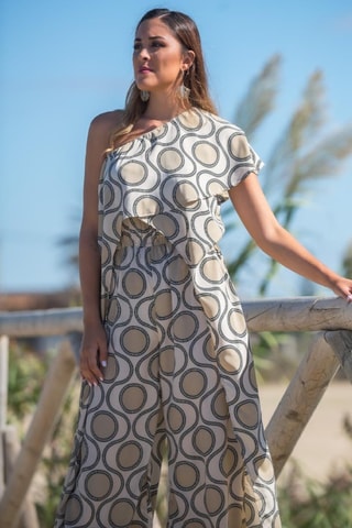 Combinaison en soie - Beige et noir