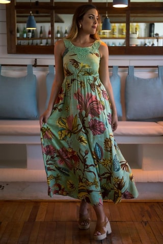 Robe longue - Rouge et vert