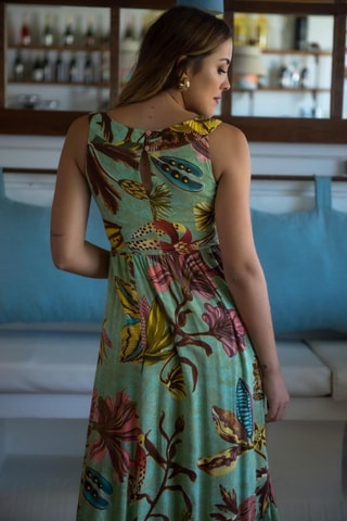 Robe longue - Rouge et vert