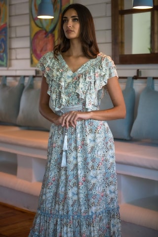 Robe longue - Bleu et gris