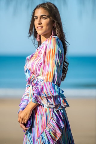 Robe portefeuille en soie - Multicolore