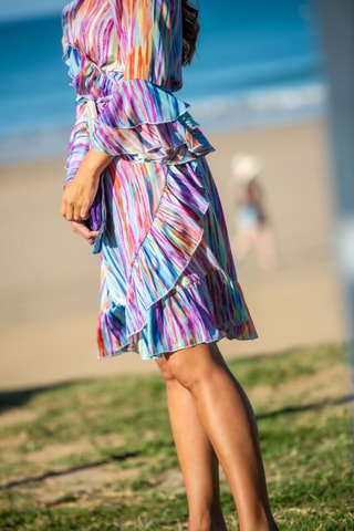 Robe portefeuille en soie - Multicolore