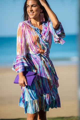 Robe portefeuille en soie - Multicolore
