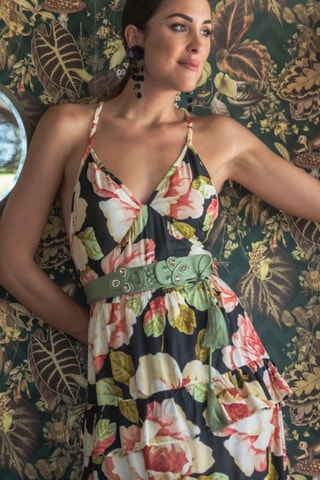 Robe longue - Noir et rose