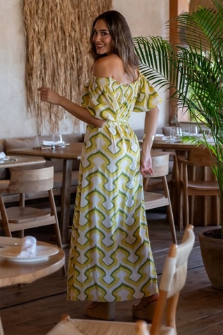 Robe longue - Blanc et jaune