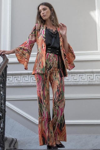 Pantalon flare - Orange et rose