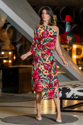 Robe longue - Rouge et vert