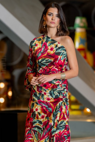 Robe longue - Rouge et vert