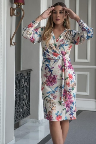 Robe portefeuille - Blanc et rose