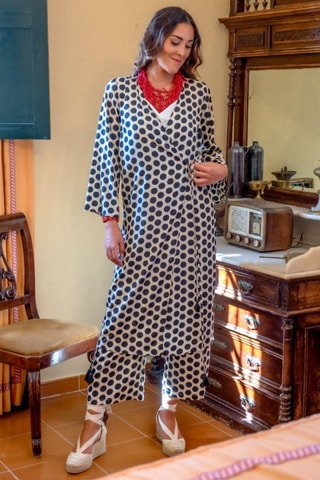 Kimono en soie - Blanc et noir