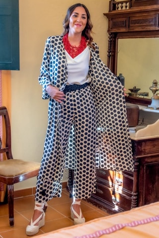 Kimono en soie - Blanc et noir