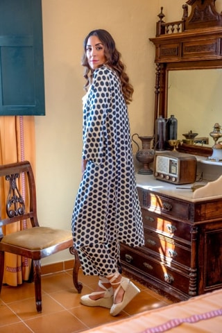 Kimono en soie - Blanc et noir