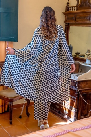 Kimono en soie - Blanc et noir