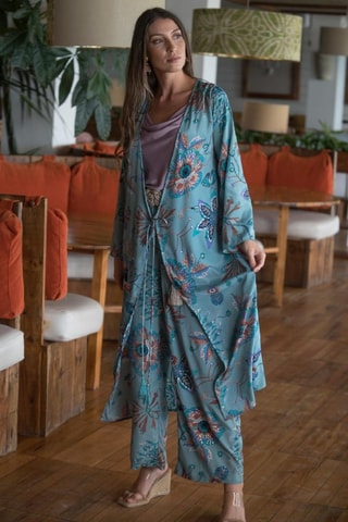 Kimono in seta - Blu e viola