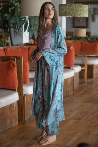 Kimono in seta - Blu e viola