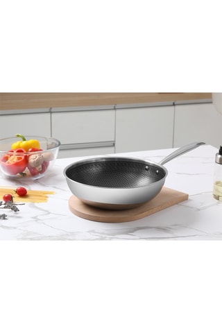 Wok en acier inoxydable - 28 cm