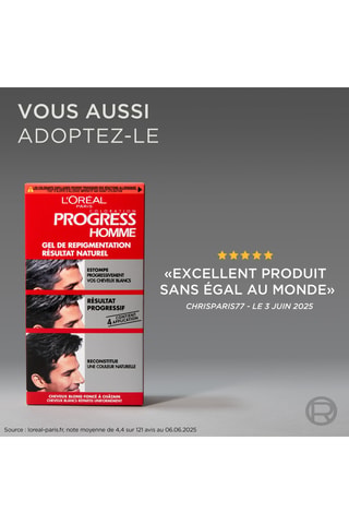 Gel de repigmentación natural Progress Homme - Cabello con canas - 2 productos