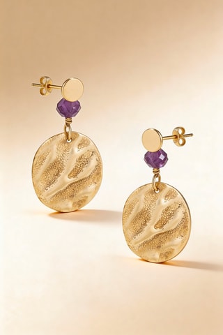 Pendientes Médaille d'or - Oro amarillo y amatistas