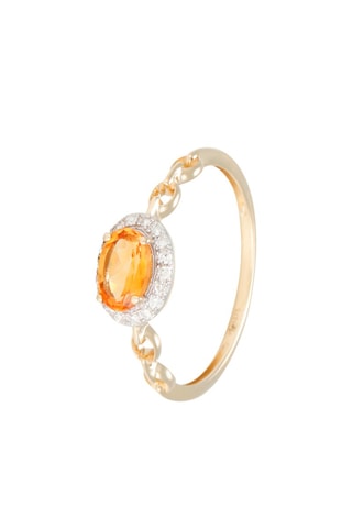 Anillo Mélusine - Oro amarillo, diamante y citrino