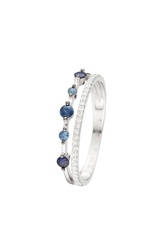 Anillo Neptune - Oro blanco, diamantes y zafiros
