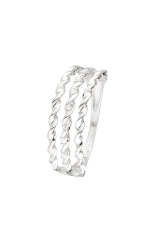 Anillo Triple camino de diamantes - Oro blanco y diamantes