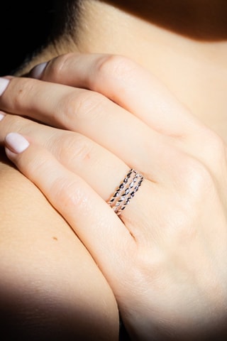 Anillo Triple camino de diamantes - Oro blanco y diamantes