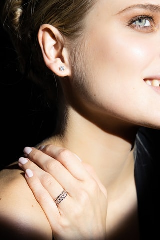 Anillo Triple camino de diamantes - Oro blanco y diamantes