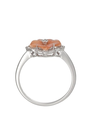 Anillo Troene Oro blanco, diamantes y nácar