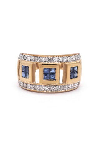 Anillo Éclat de Saphir - Oro amarillo, diamantes y zafiros