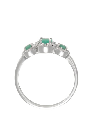 Anillo Yonnia - Oro blanco, diamantes y esmeraldas