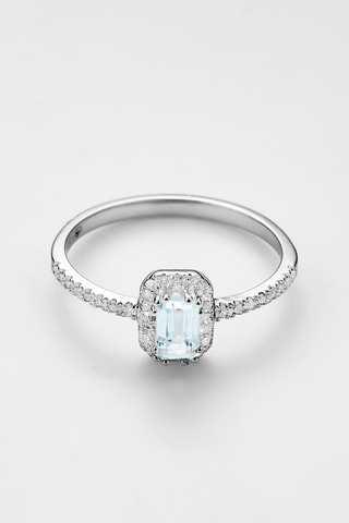 Anillo Flaviana - Oro blanco, diamantes y topacio